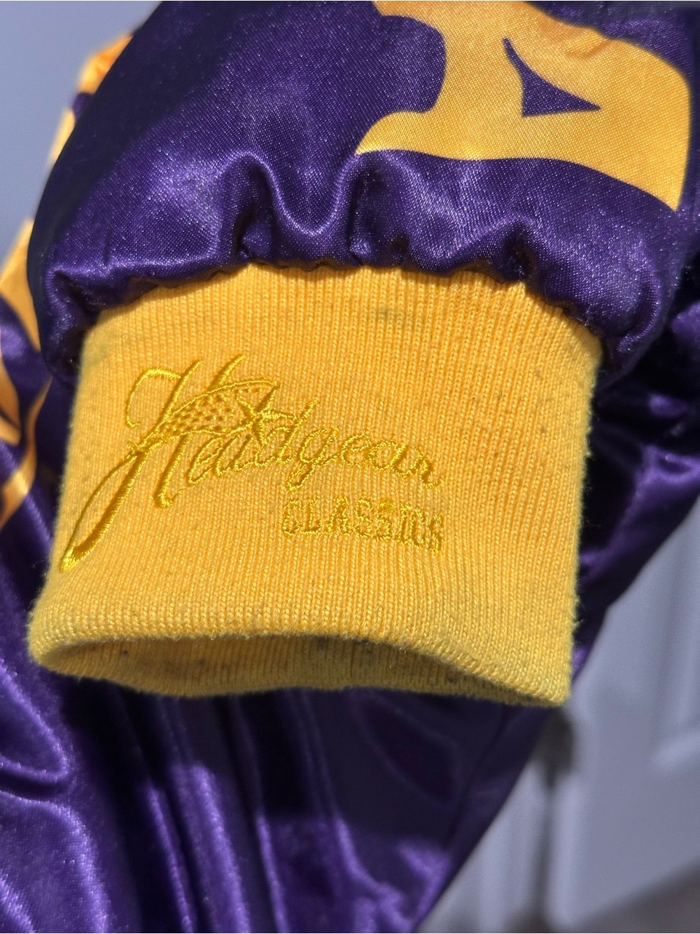 Youth Crenshaw Satin Varsity Jacket Purple Gold Mamba 8 24 Teen Size M - Picture 7 of 8